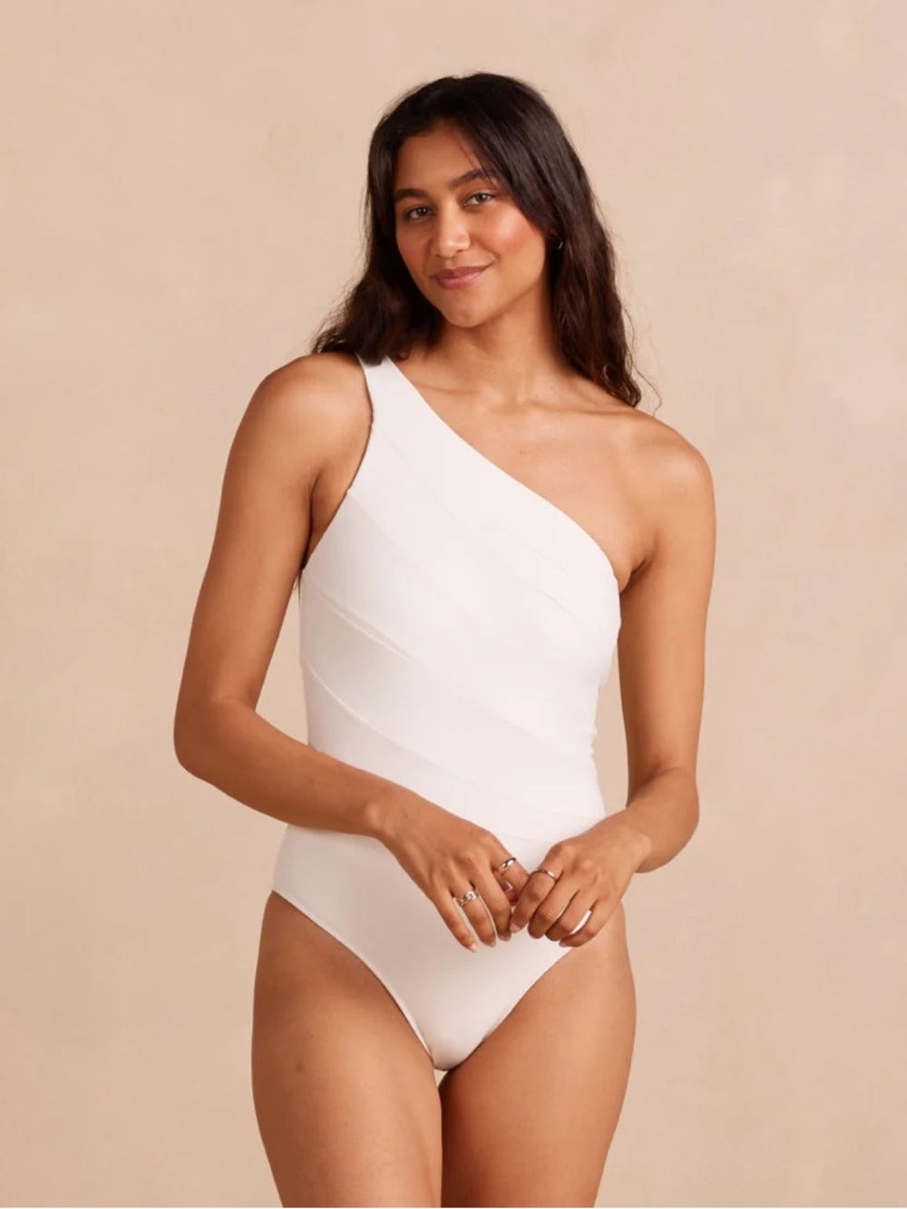 Summersalt One-Shoulder White Sand Swimsuit nwot